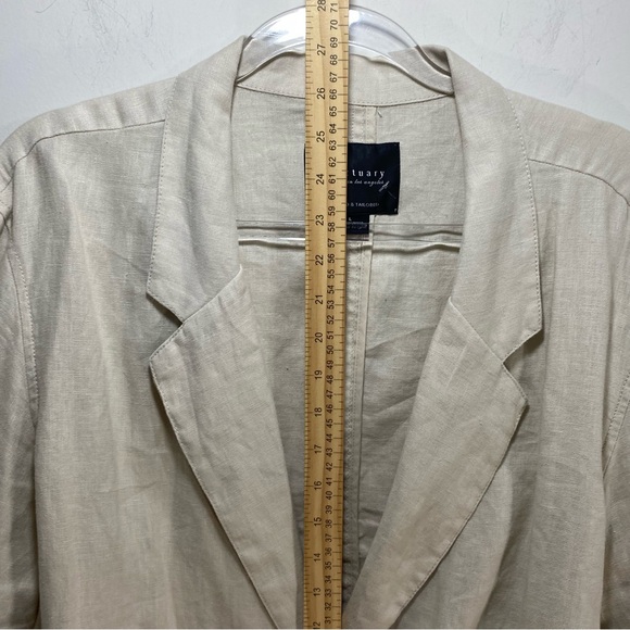 Sanctuary Linen Ecru Sand  Blazer Women L Resortwear Minimalist Old Money Career - Picture 6 of 8